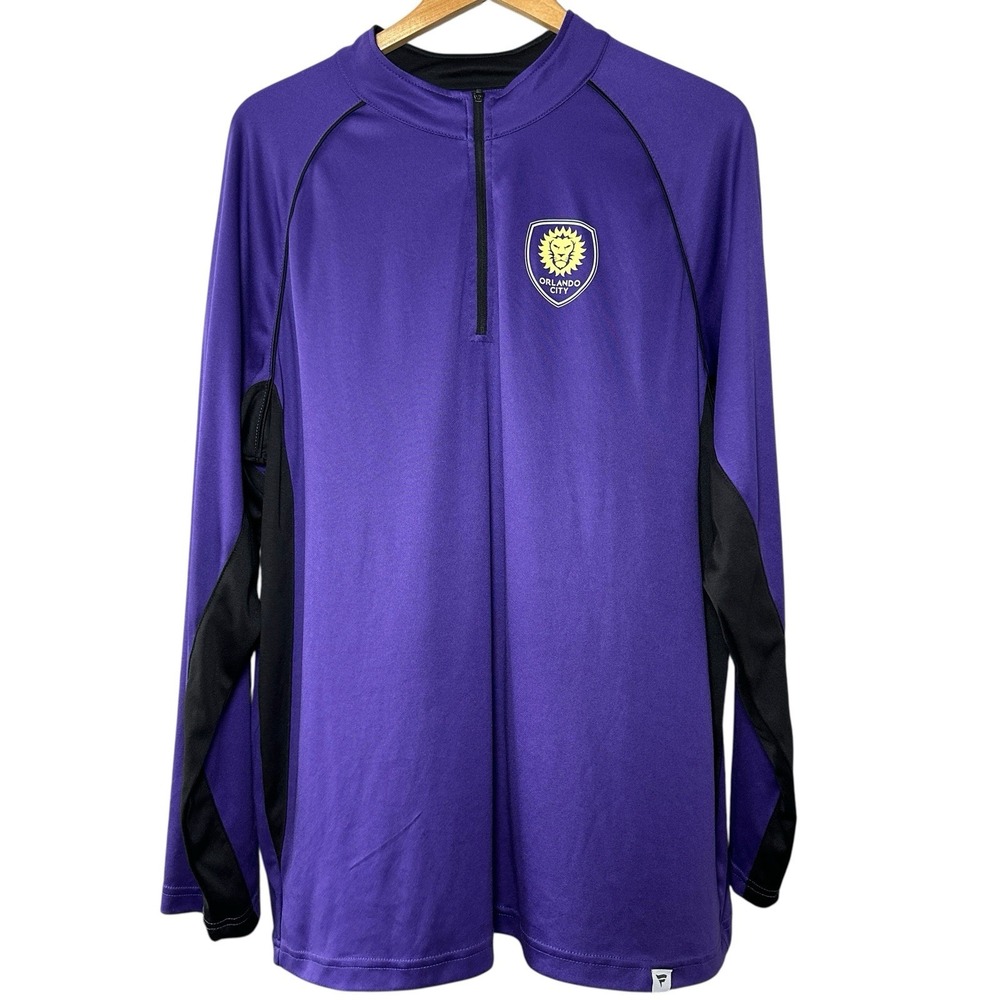 Orlando City SC Fanatics 1/4 Zip Pullover Men's XL Purple Black MLS Soccer Shirt